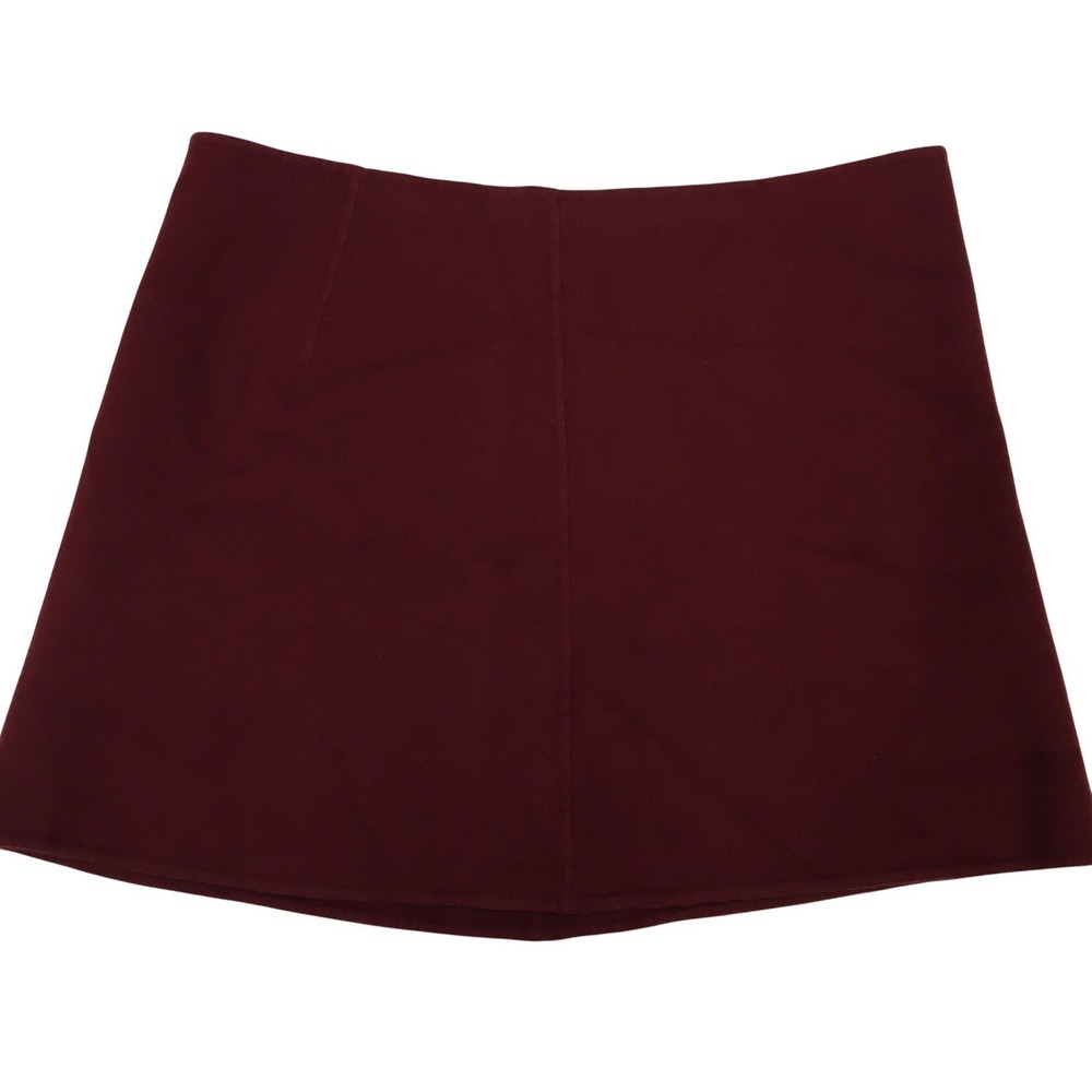 Theory Wool Cashmere A-Line Mini Skirt Women's 12 Burgundy Dark Academia Luxe